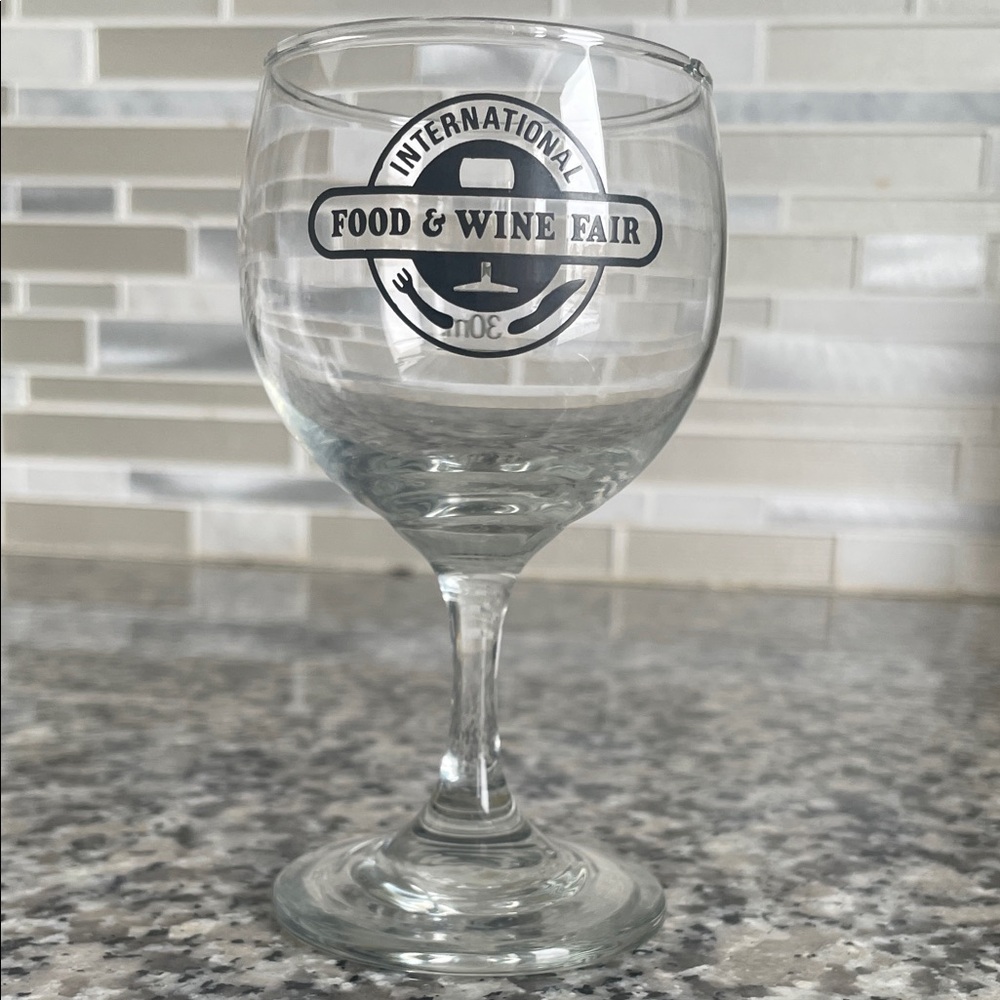 Vintage International Food and Wine Fair Collectible Stemmed Wine Glass Clear